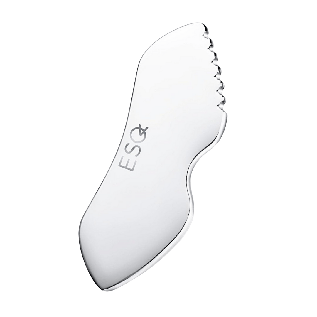Gua Sha tool with 'ESQ' branding on a white background