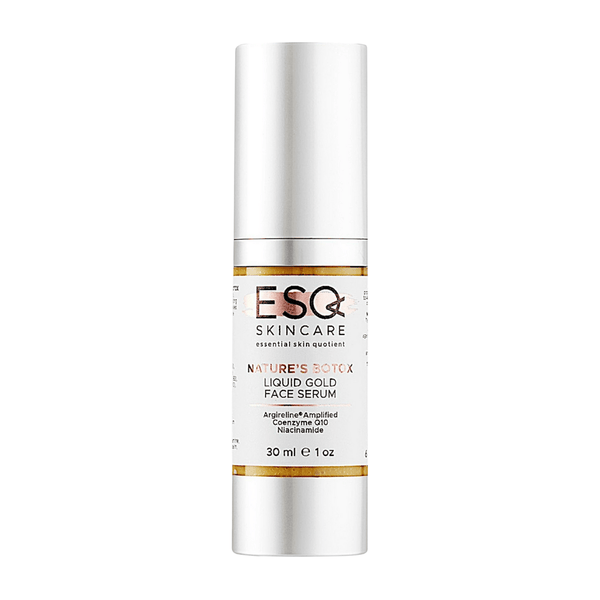 ESQ Skincare Liquid Gold Face Serum bottle on a white background