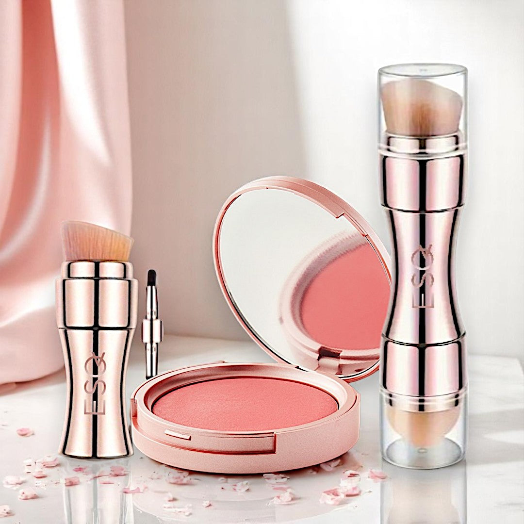 The Blush & Blend Luxe Gift Set packaged elegantly, ideal for gifting, with ESQ Skincare branding and a luxurious, nature-inspired presentation.