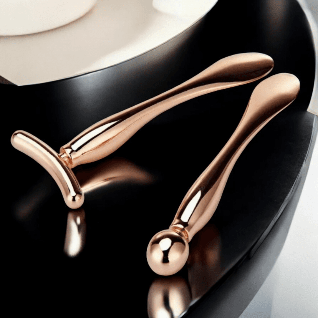 ESQ Skincare Stainless Steel Eye Roller & Face Massage Set – luxurious skincare tools designed to reduce puffiness, improve circulation, and enhance product absorption for a firmer, more radiant complexion